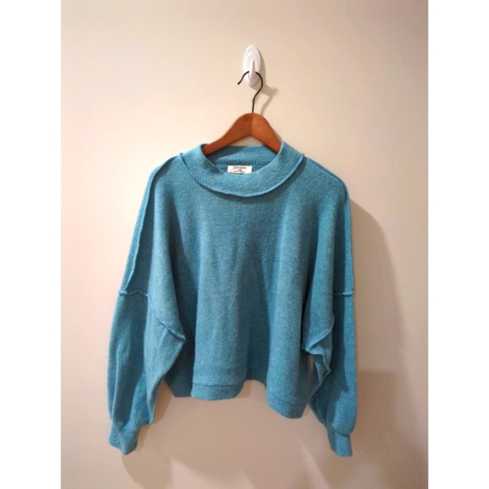 Zenana Blue Fleece Pullover Sweater Top